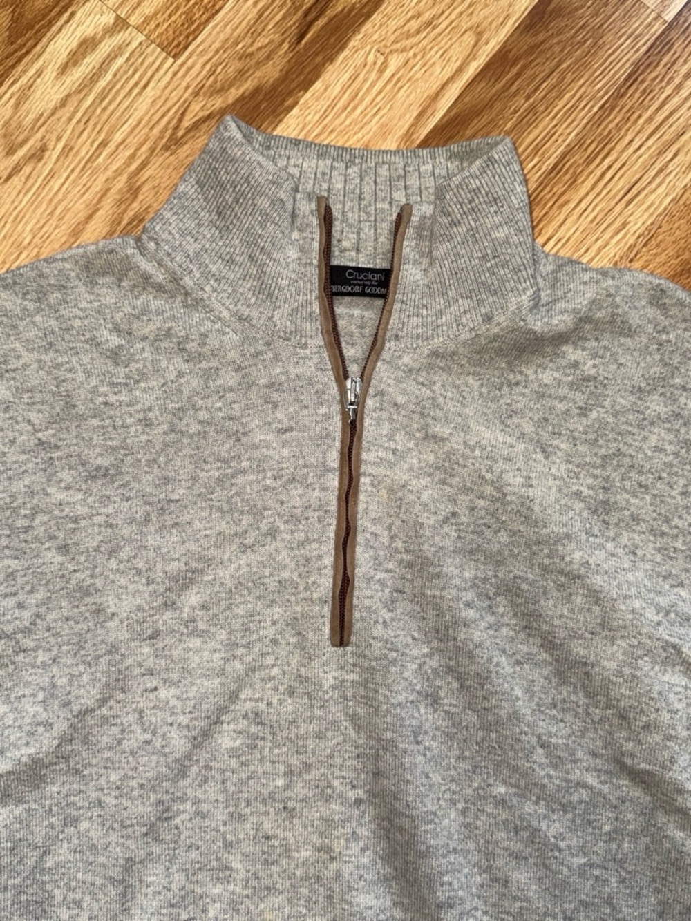 Cruciani Men's Light Gray Quarter-Zip Sweater - Picture 7 of 8